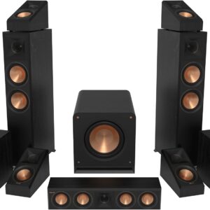 Klipsch Reference Premiere RP-6000F II 7.1.2 Home Theater System with a Larger 90° x 90° Hybrid Tractrix Horn, 6.5″ Cerametallic Woofers and a 12-inch RP-1200SW Subwoofer in Ebony