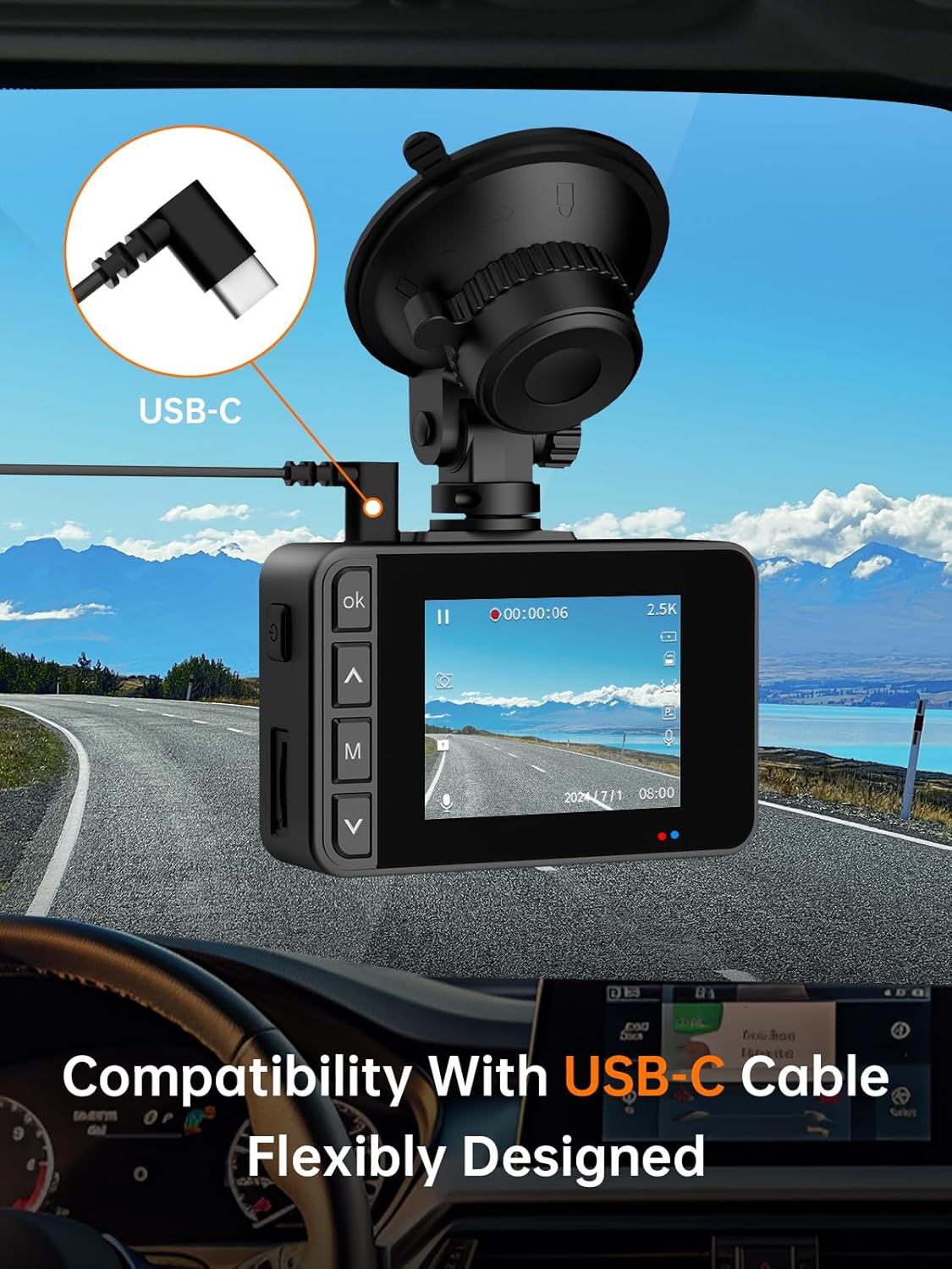 Dash Cam Front and Rear, 2.5K+1080P Dual Dash Camera for Cars, 2’’ Display Mini Car Camera, G-Sensor Dashcam, Night Vision, 24H Parking Mode, Loop Recording, 170°Wide Angle, 32GB Card Included - Image 6