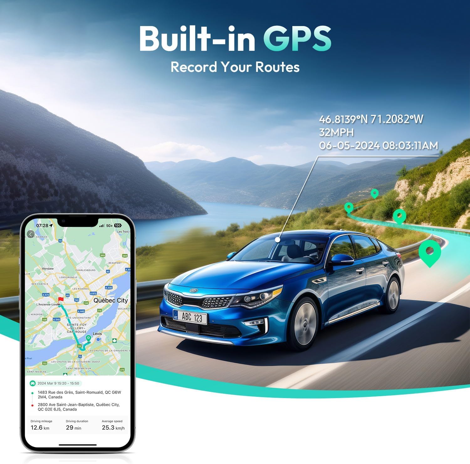 BOTSLAB 4K Dash Cam Front and Rear, 170° Ultra Wide 4K+2K Dashcam with ADAS, Night Vision, 24/7 Parking Mode, Sony STARVIS Sensor, WDR, Free 64GB SD Card, 5.8GHz WiFi, Built-in GPS, Loop Recording - Image 6