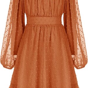 GRACE KARIN Girls Ruffle Tiered Dress Long Sleeve Swiss Dot Flowy A-Line Dress 6-14Y