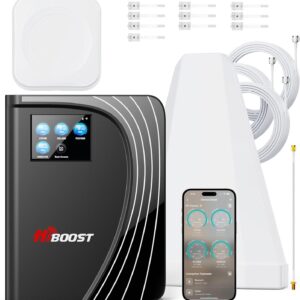 Cell Phone Booster for Multiroom, Boost Cellular Signal Cover to 1,2000 Sq Ft with 2 Indoor (Built-in 1) Antennas and Touch Display 72dB Gain for Homes and Offices 2-Story, Support All U.S Carriers