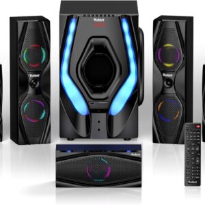 Bobtot Surround Sound Systems Home Theater System – 1200 Watts Peak Power 10″ Subwoofer 5.1/2.1 Wired Audio Stereo Speakers Strong Bass with ARC Optical AUX Bluetooth Input