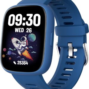 Smart Watch for Kids with Location Tracker (iOS Only), Fitness Tracker with Step Counter, Pedometer, Heart Rate, Sleep Tracker, IP68 Waterproof, Puzzle Games, Kids Watch for Boys 5-12