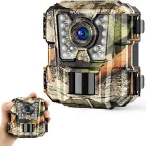 WOSPORTS Mini Trail Camera,24MP 1080P HD Game Camera Motion Activated with IR Night Vision Waterproof Video Deer Cam for Outdoor Wildlife Monitoring