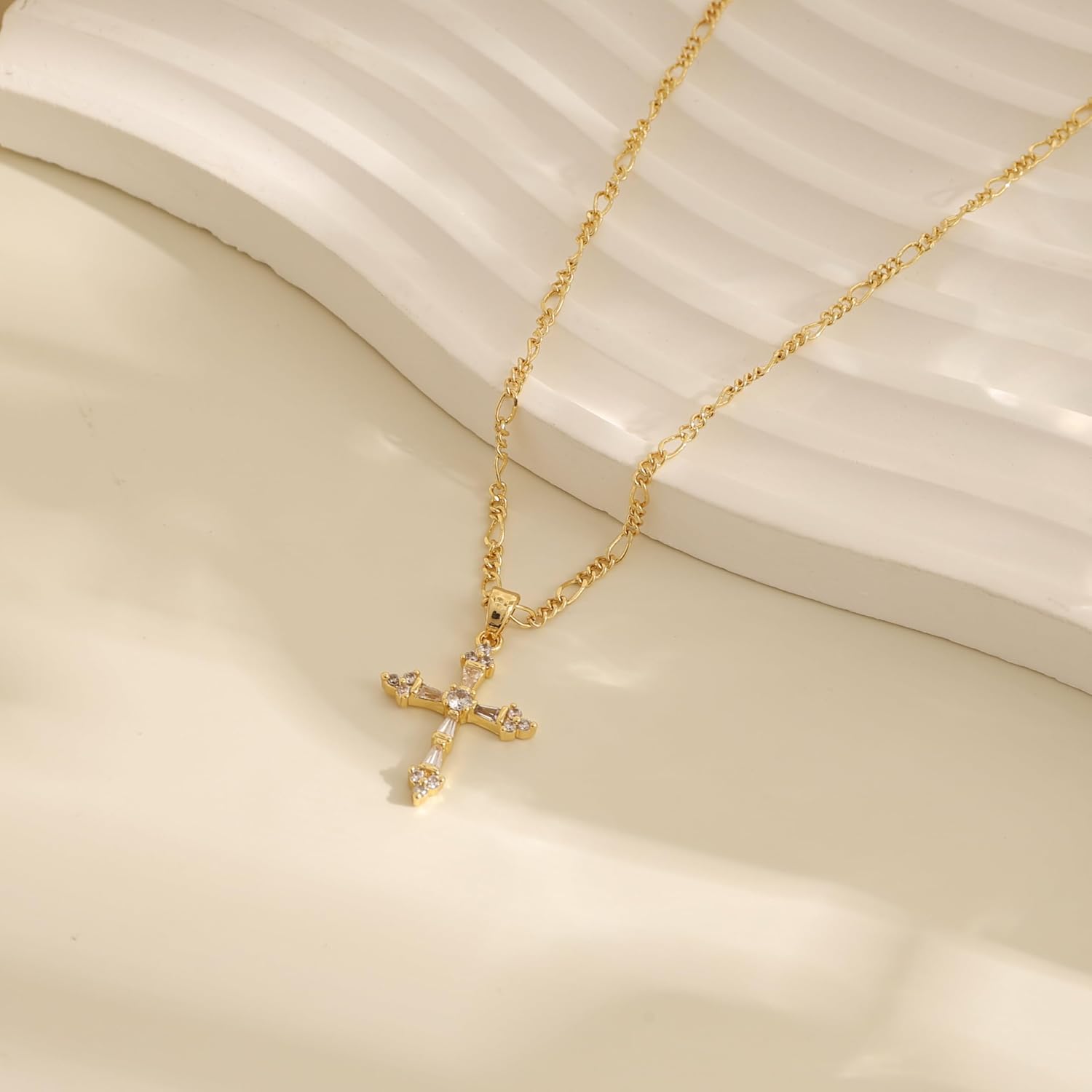 Cross Necklace for Women,Double Cross Necklace 14K Gold Plated Cross Pendant Necklace Dainty Gold Cross Necklaces for Women Trendy Small Cross Charm Necklace Simple Cute Choker Necklaces Gold Jewery - Image 5