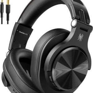 OneOdio A70 Bluetooth Over Ear Headphones, Wireless Headphones with 72H Playtime, Hi-Res, Built-in Mic, 3.5mm/6.35mm Wired Audio Jack for Studio Monitor & Mixing DJ Guitar AMP, Computer PC Gaming