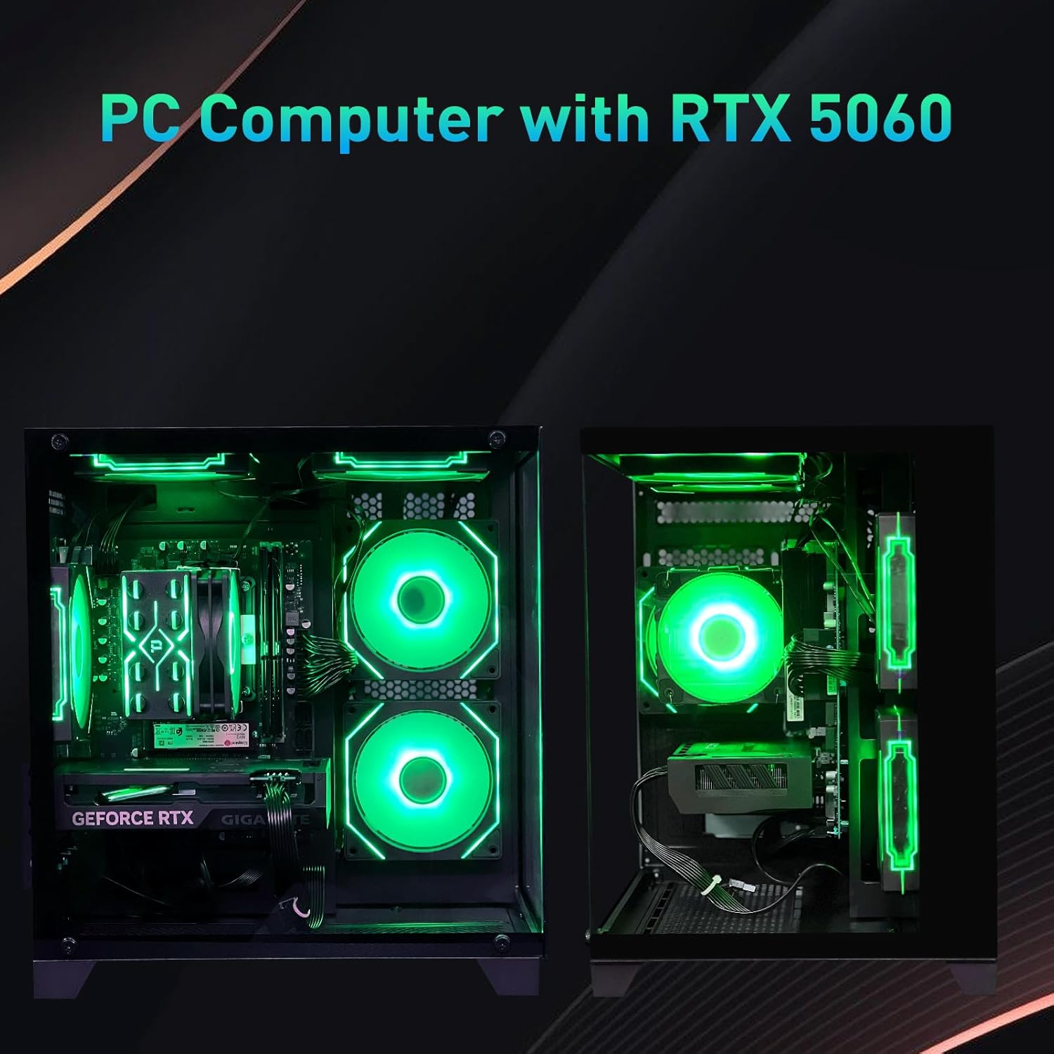 Gaming PC Desktop Core i5 14400F, RTX 5060 8G GDDR7 DLSS 4, 32GB DDR4 RAM 3200MHz,1TB NVMe PCIe4.0, Wi-Fi6E, 550W Bronze PSU,Prebuilt PC Tower for Office Gaming - Image 3