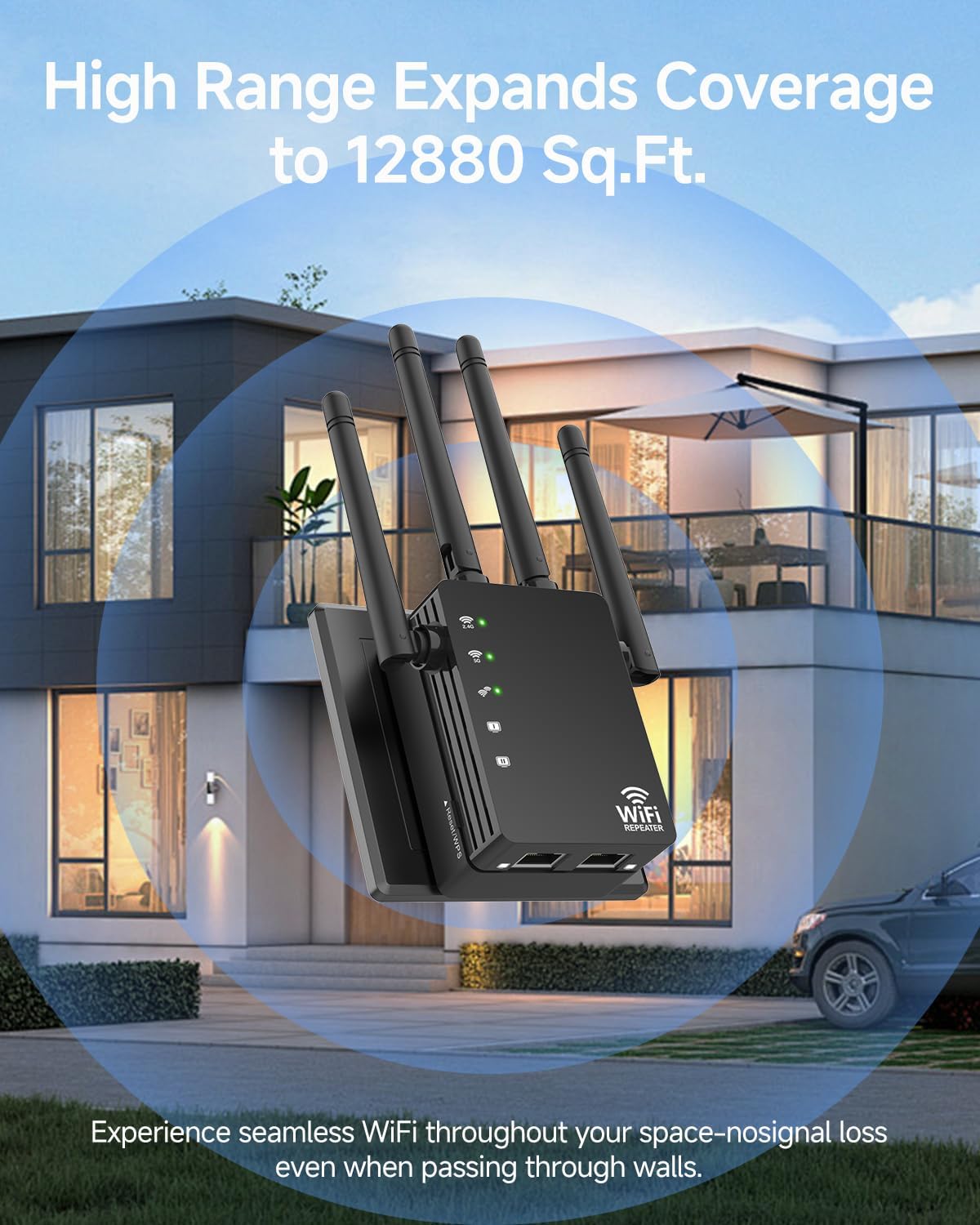 WiFi Extender Signal Booster for Home, WiFi Extender, Long Range up to 12880 Sq Ft and 105 Devices, Internet Extender WiFi Booster, WiFi Repeater with Ethernet Port, Signal Booster - Image 6