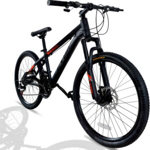 CYBIC Mountain Bike, 24/26/27.5 inch Outdoor Cycling Bike, 21-Speed Disc,High Carbon Steel/Lightweight Aluminum Frame,Front Suspension for Youth/Adult Mens Womens Trail Commuter City Bicycles