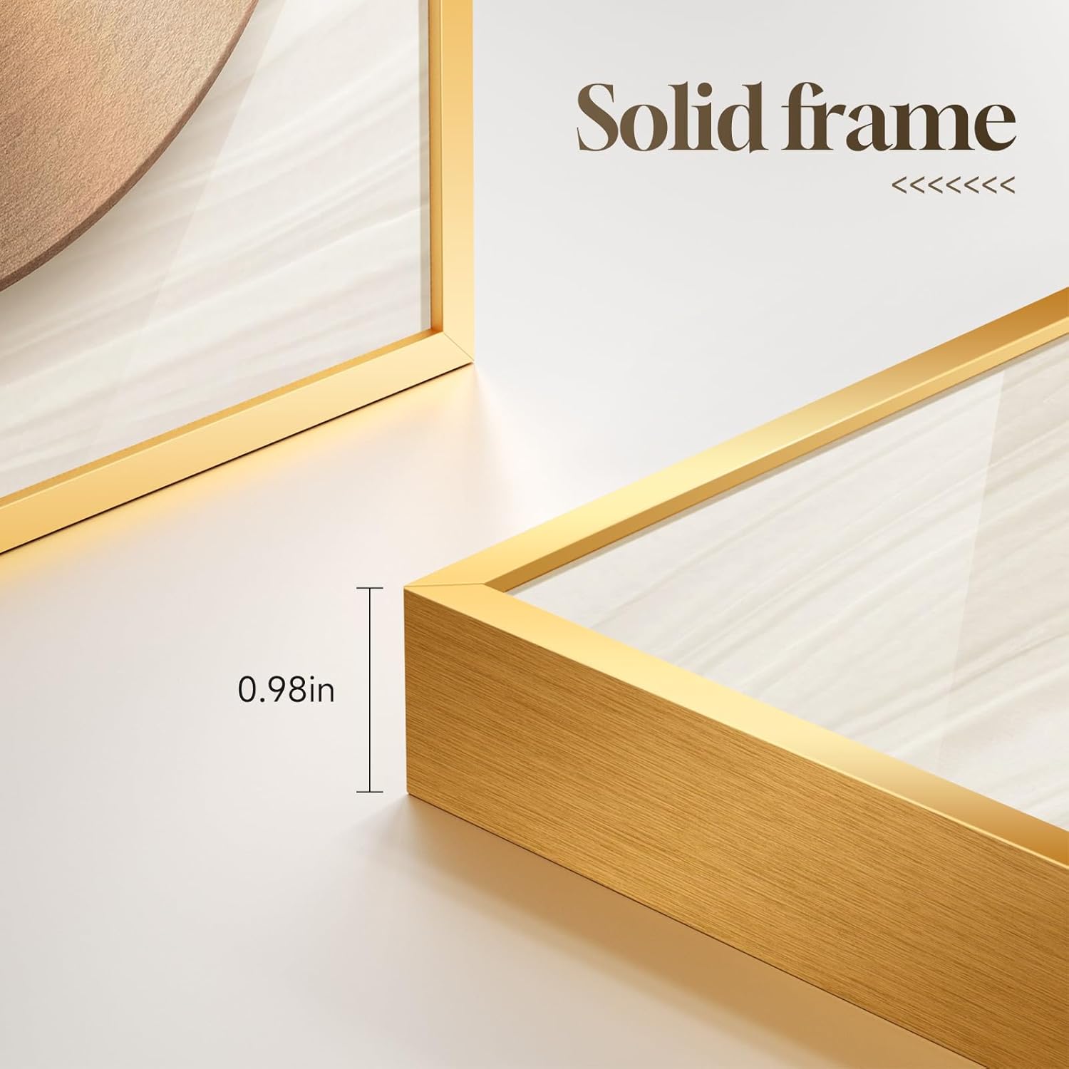 Large Framed Modern Luxury Gold Wall Art for Living Room, 3 Piece Bright Style Art Prints Paintings Artwork for Walls, Bronze Gold Geometric Pictures for Hallway Stair Office Wall Decor 24x36 In - Image 6