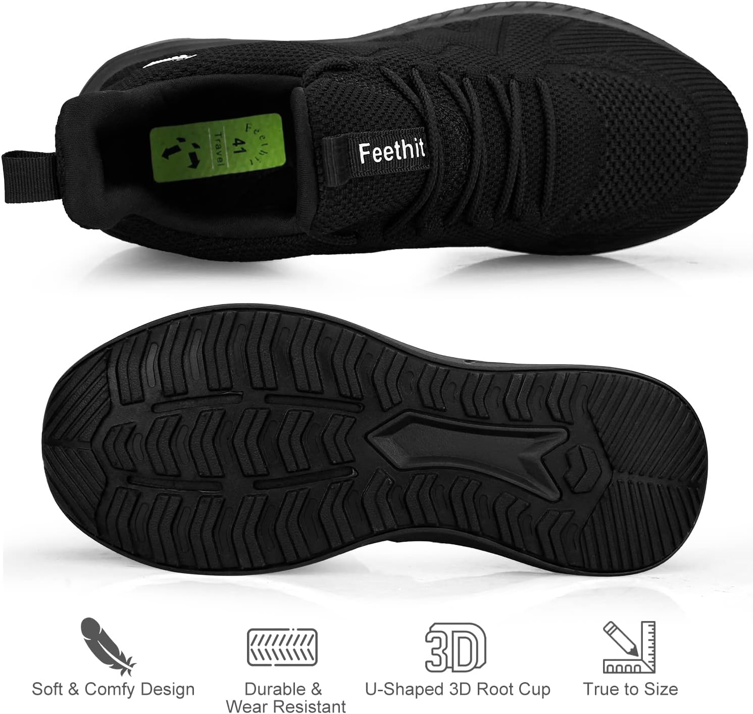 Feethit Mens Non Slip Walking Sneakers Lightweight Breathable Slip on Running Shoes Athletic Gym Tennis Shoes for Men - Image 4