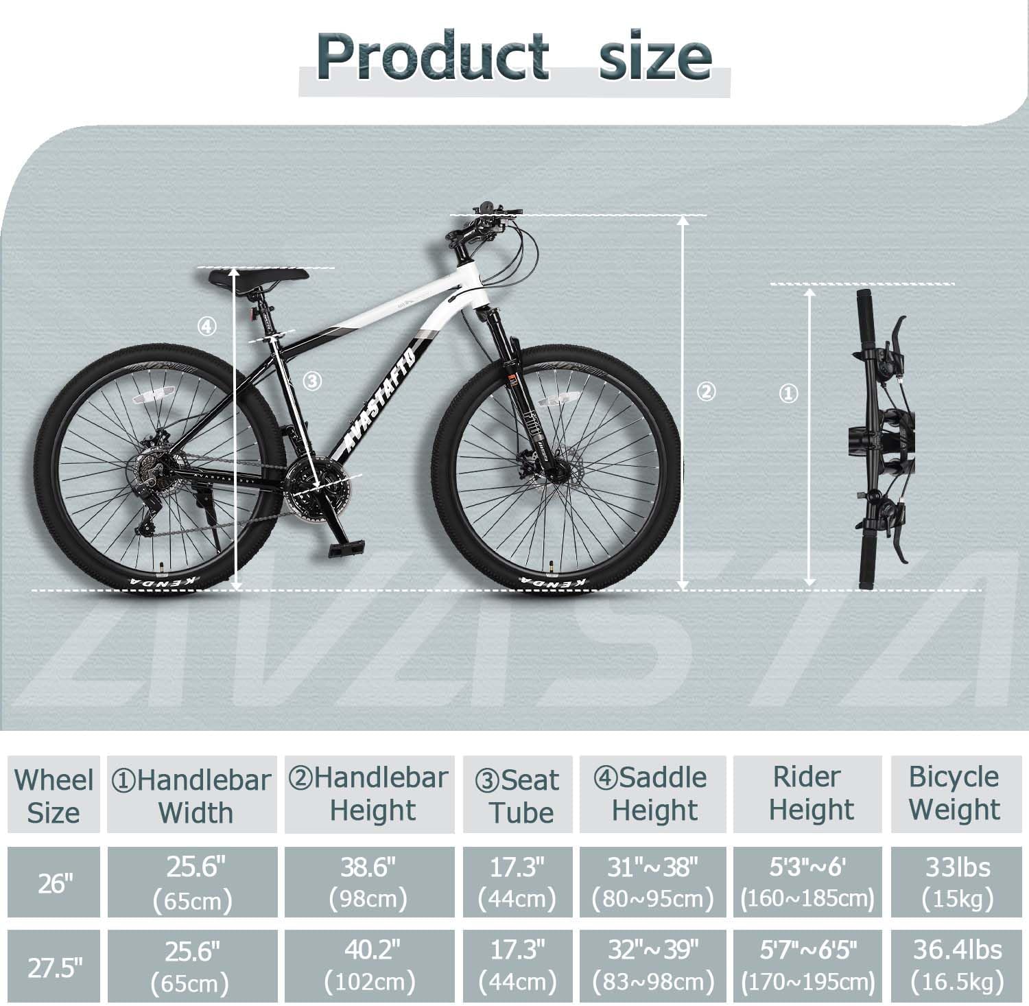 AVASTA Earth 26 27.5 inch Mountain Bike with 21-Speed,Aluminum Frame, Dual Disc Brake, Comfortable Saddle,Multiple Colors - Image 6