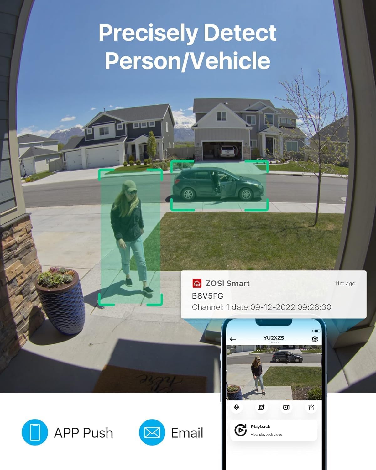 ZOSI 3K Lite Security Camera System with AI Human Vehicle Detection, 8Pcs 1920TVL 2MP Home CCTV Cameras Indoor Outdoor, Night Vision, One-Way Audio, H.265+ 8CH DVR with 1TB HDD for 24/7 Recording - Image 2