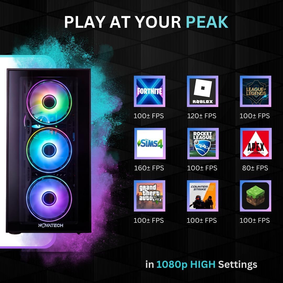 NOVATECH Phantom 2 - Prebuilt Gaming PC Desktop Computer - RTX 3050 - i7 Xeon 3.5GHz - 16GB RAM - 512GB M.2 SSD WiFi/BT, Win 11 Pro - Gaming Computer Tower, Pre Built PC Gaming - 1 Year Warranty - Image 3