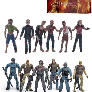 Army Men VS Zombie Action Figure Toys Realistic Battle Scene Zombie Playset Collections Christmas Halloween Toys Gifts Decoration for Boys Adults Kids (12PCS)