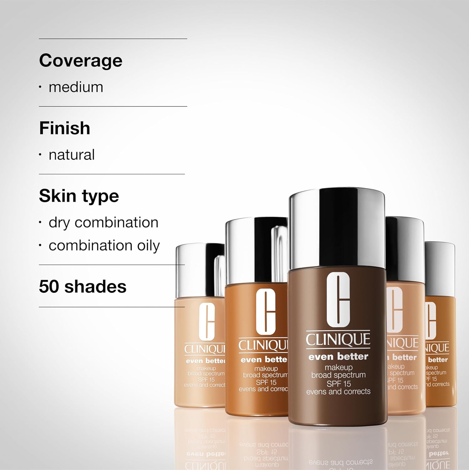 Clinique Even Better Makeup Liquid Foundation SPF 15 With Vitamin C For Dry + Oily Combination Skin Types | Medium Coverage + Natural Finish | Evens Skin Tone + Reduces Dark Spots - Image 5