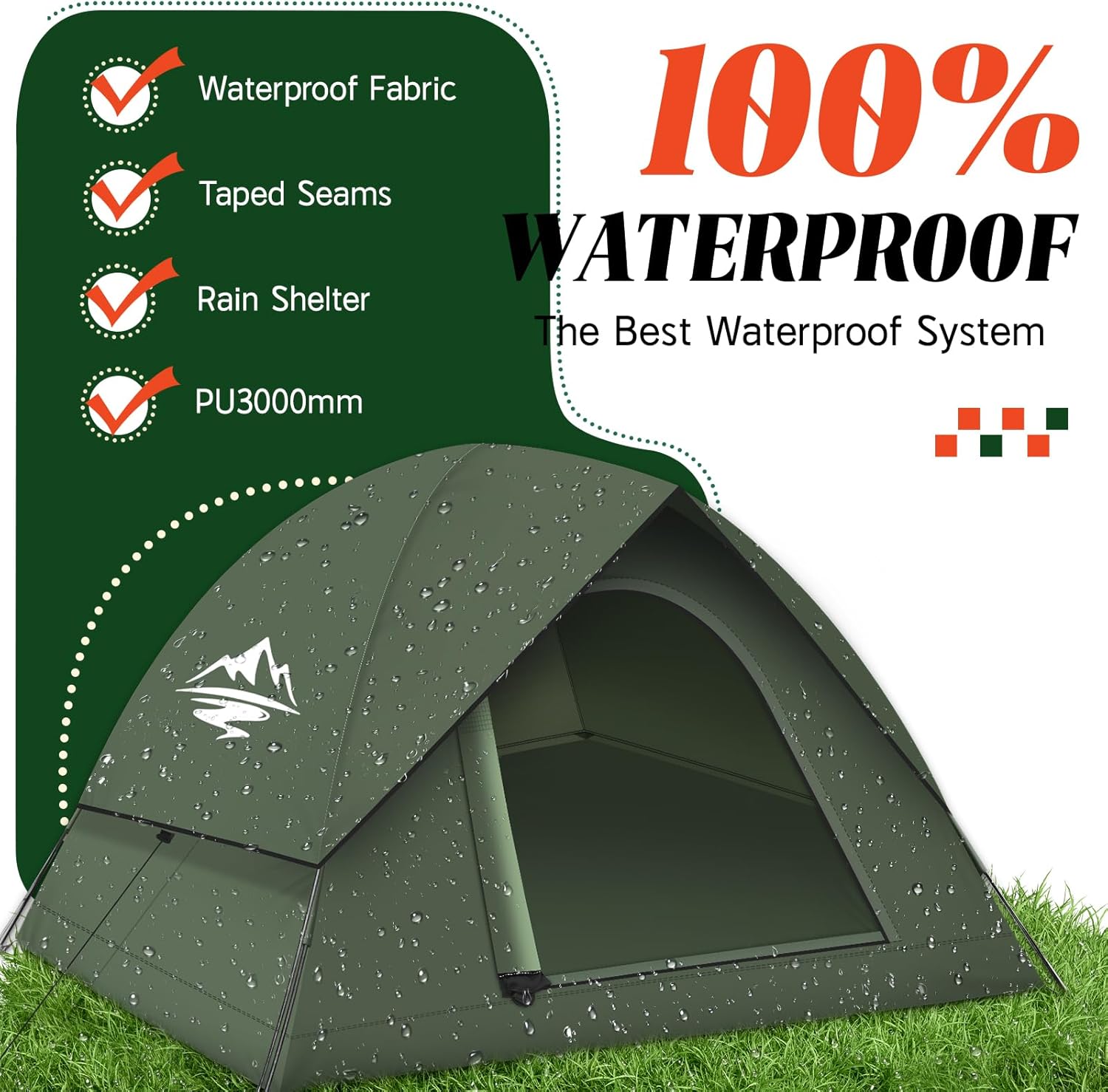Tents for Camping 3-4 Person with Rainfly, Camping Tents Waterproof Windproof, Not Crowded for 2 Person Camping Tent, Outdoor Dome Tent Easy Setup, Backpacking Tent for Adventure Backyard - Image 2