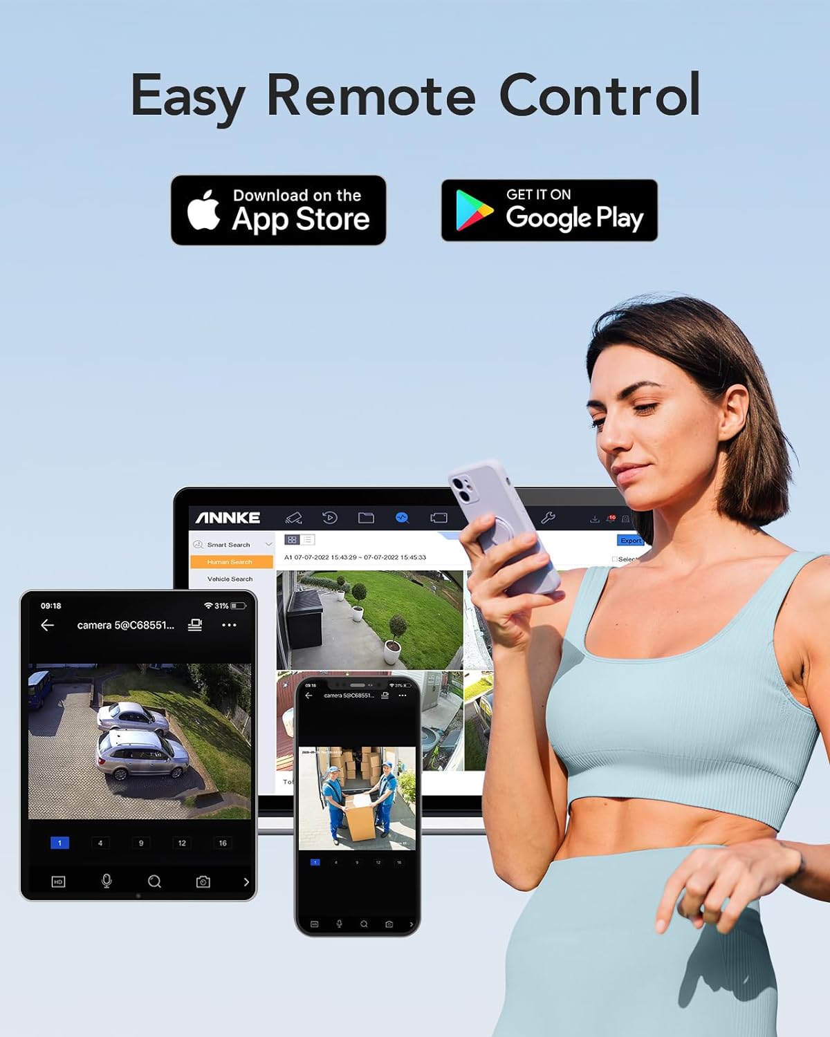 ANNKE 1080P Lite H.265+ 16CH Security Camera System, 5 in 1 Surveillance DVR and 16Pcs 1080 Outdoor Cameras, IP67 Waterproof, 2TB HDD, Smart Dual Light, View Remotely, Motion Detection - Image 5