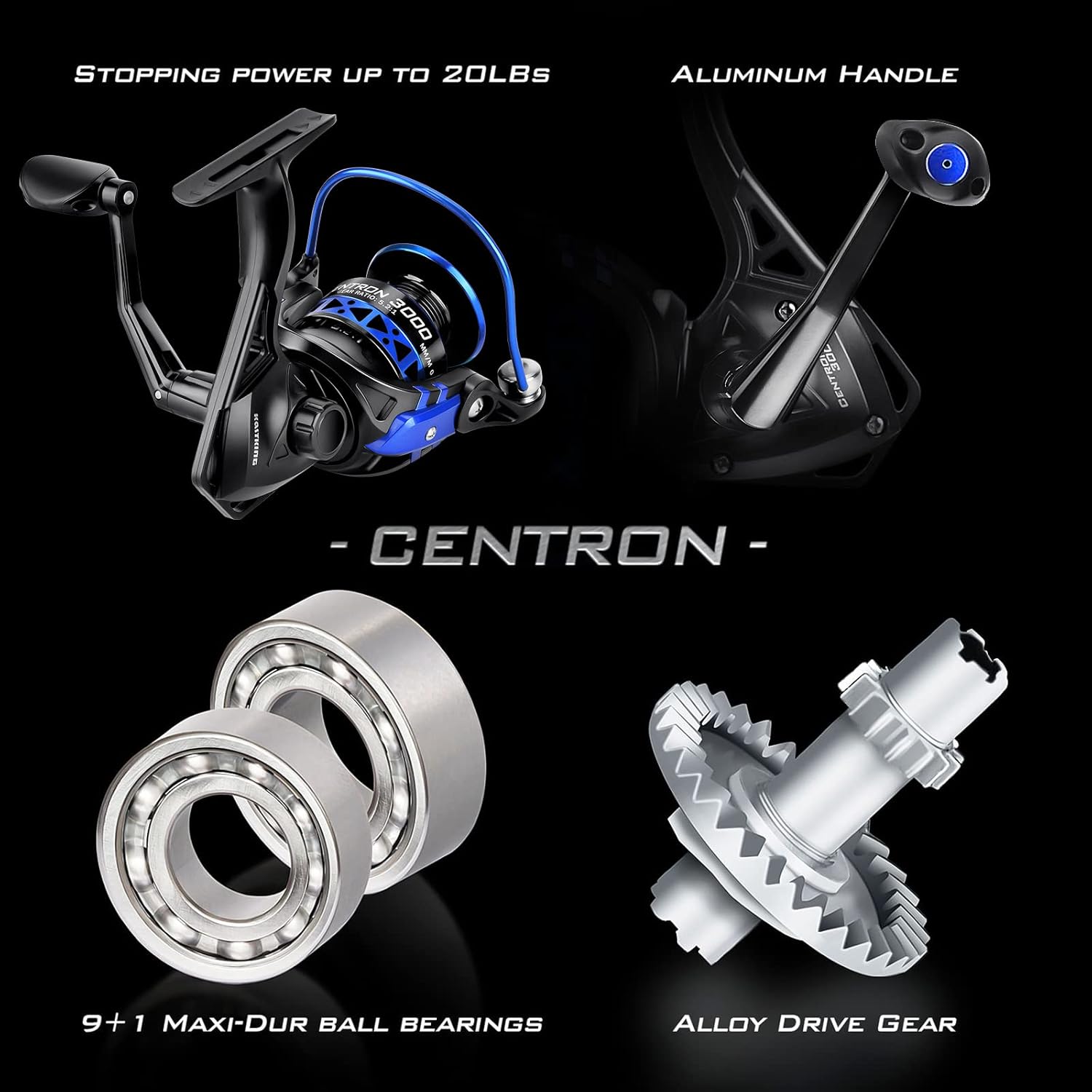 KastKing Centron Fishing Rod and Reel Combo, Spinning & Baitcasting Combos, IM6 Graphite 2Pc Blanks, Stainless Steel Guides with Ceramic Rings, Contoured EVA Handles & Fighting Butt - Image 9