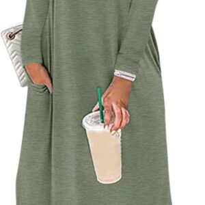 ANRABESS Women’s Long Sleeve Maxi Dresses 2025 Fall Outfits Casual Loose Split Travel Vacation T Shirt Dress with Pockets