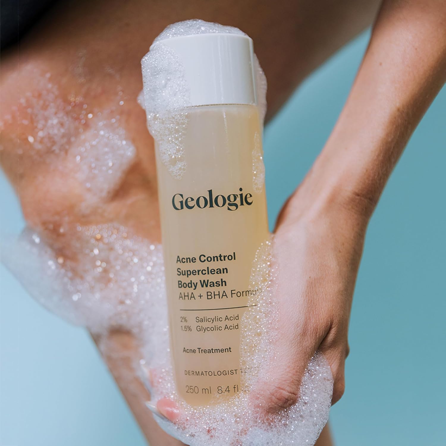 Geologie Acne Control Body Wash | Exfoliating AHA + BHA Cleanser for Men & Women | Reduces Bacne & Body Breakouts | Salicylic Acid + Glycolic Acid | 8.4 Fl Oz - Image 7