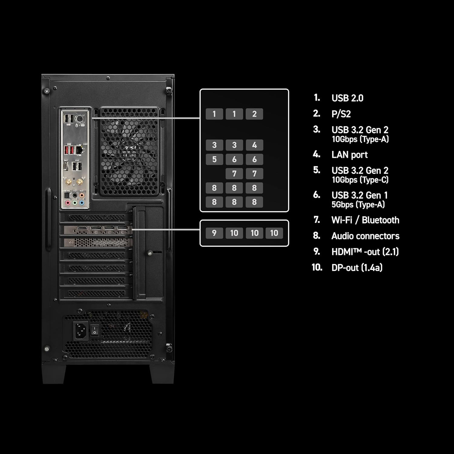 MSI Codex Z2 Gaming Desktop: AMD R7-8700F, GeForce RTX 5070, 32GB DDR5, 2TB m.2 NVMe SSD, USB Type-C, VR-Ready, Windows 11 Home : A8NVP-436US - Image 5
