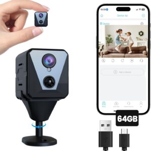 4K Security Camera with 64GB SD Card, Battery Powered Security Cam, 100-Day Standby, AI Human Detection, Night Vision, Real-Time Alert, Baby Monitor, Pet Cam for Home or Office