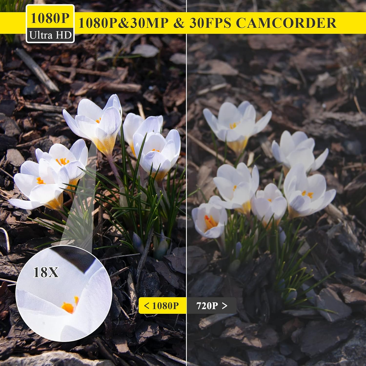 Video Camera, Full HD 1080P 30MP Camcorder, Vlogging Camera for YouTube with Infrared Night Vision, 18X Digital Zoom 3.0“ LCD Screen Digital Camera, Video Recorder with Remote Control and Battery - Image 5