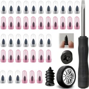 Tire Repair Rubber Nail Kit with 2 Sizes, Screw in Tire Plugs Rubber Screws, Tire Repair Screws for Tubeless Tires, Fast Emergency Tire Repair for Car Motorcycle Bike Truck (40 Pcs)