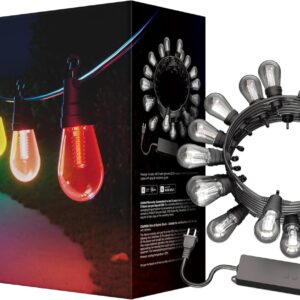 GE Cync Dynamic Effects Smart Cafe Lights, Color Changing Patio String Lights, Compatible with Alexa and Google, 48ft