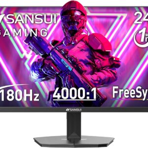 SANSUI 24 Inch Gaming Monitor 200Hz 180Hz 1Ms FreeSync HDR 110% sRGB FHD 1080P Computer Monitor HDMI DP Ports Eye Care Frameless VESA Mount Cable Management (ES-G24F4L HDMI Cable Included)