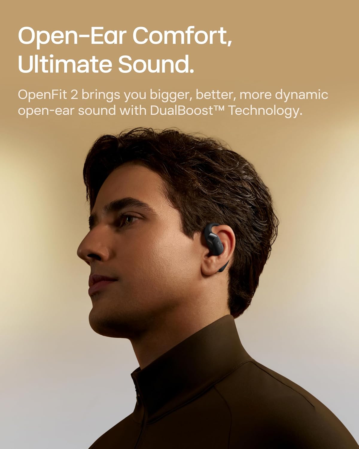 SHOKZ OpenFit 2 Open-Ear Headphones,True Wireless Bluetooth Earphones with Microphone,Earhook Earbuds with 48 Hours of Playtime,Fast Charging,IP55 Water-Resistant,with Carrying Bag,Black,Bluetooth5.4 - Image 3