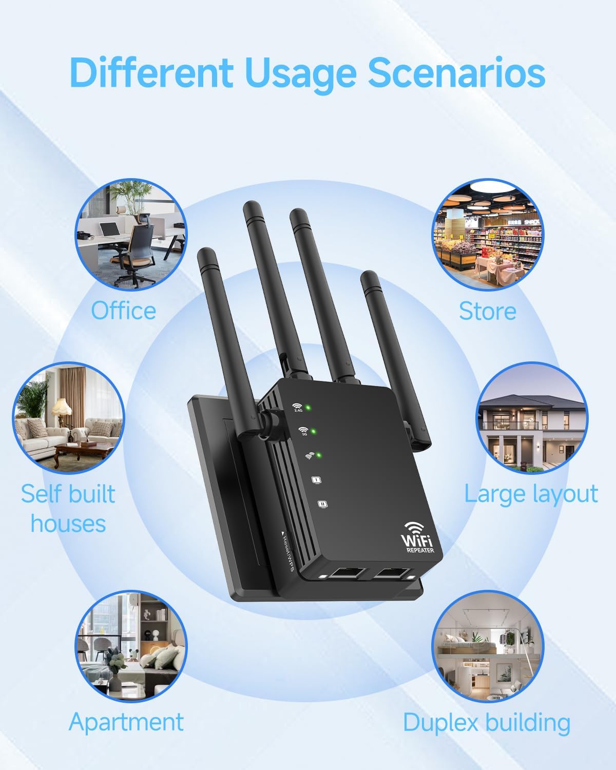 WiFi Extender Signal Booster for Home, WiFi Extender, Long Range up to 12880 Sq Ft and 105 Devices, Internet Extender WiFi Booster, WiFi Repeater with Ethernet Port, Signal Booster - Image 4