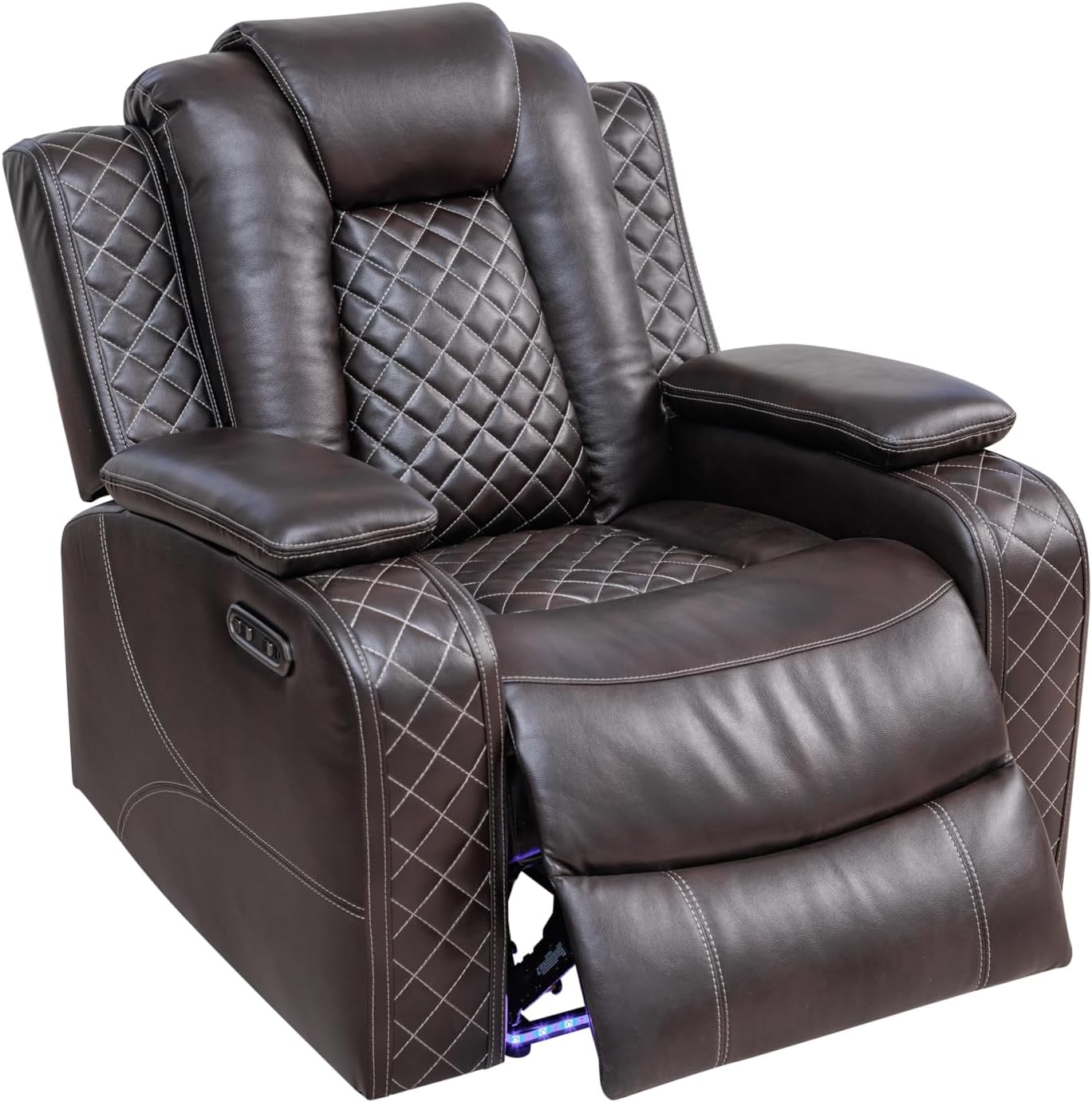 Ball & Cast Power Recliner Sofa Set Leather Reclining Sofa Set Living Room Furniture Set 3PCS Recliner Couch Loveseat & Chair Sets with Coffee Table,Reading Light,Cup Holders for Home Theater Seating - Image 5