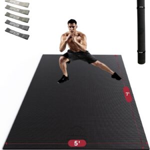 HAPBEAR Extra Large Exercise Mat-7’x5’/6’x8’/6’x9’/6’x10’/6’x12’x8mm(1/3 inch),Non-Slip, Ultra Durable, Thick Workout Mats for Home Gym Flooring Cardio, Yoga Mats for Fitness, High-Density Exercise Mat, Shoes-Friendly