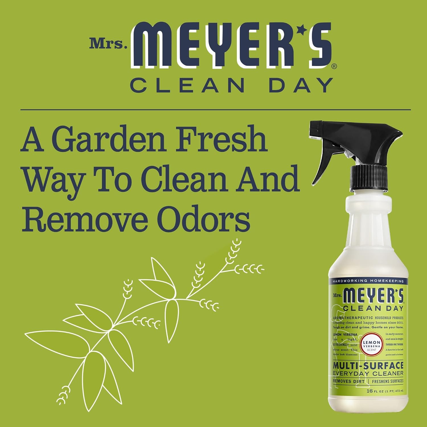 MRS. MEYER'S CLEAN DAY All-Purpose Cleaner Spray, Cruelty Free Formula, Lemon Verbena, 16 fl. oz - Pack of 3 - Image 6