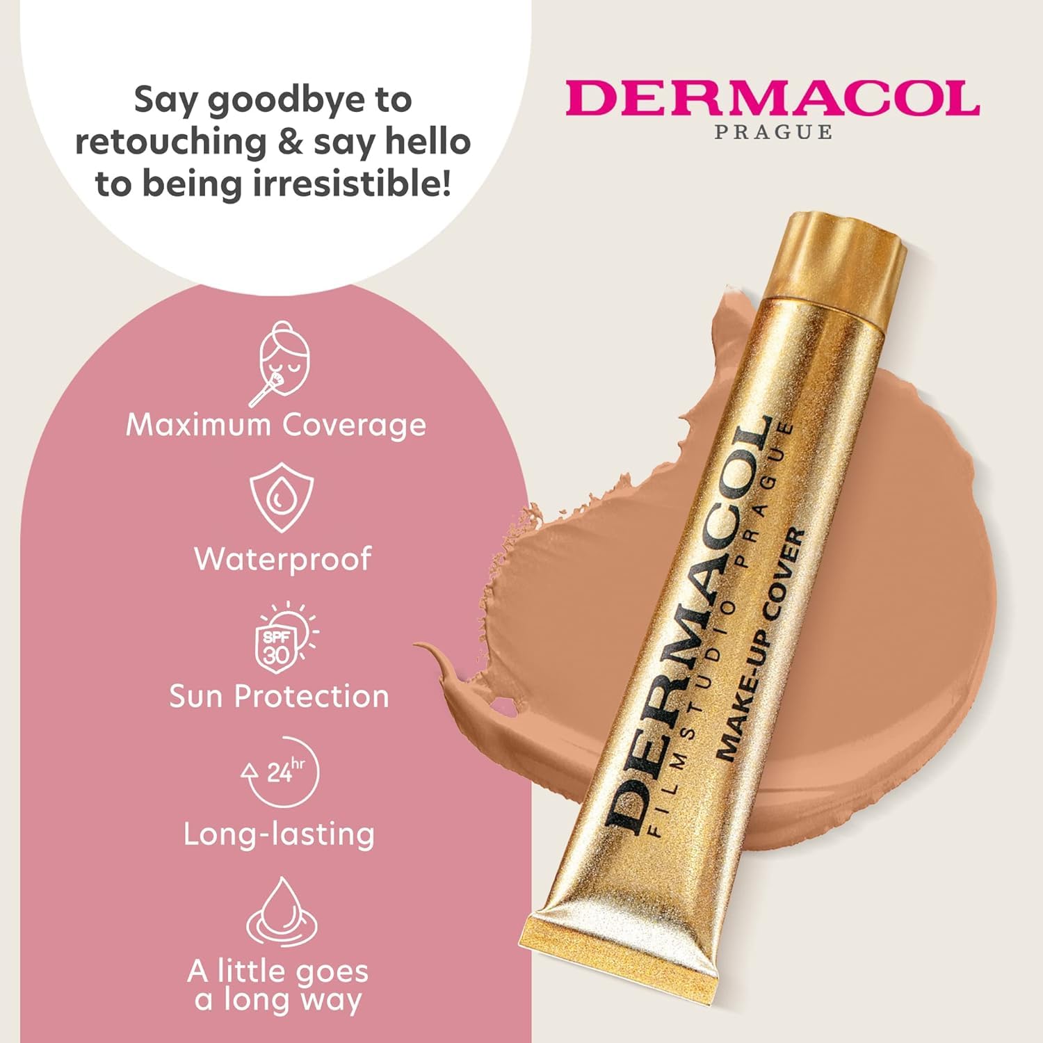 Dermacol - Full Coverage Foundation, Liquid Matte Makeup with SPF 30, Waterproof, for Oily Skin, Acne, & Under Eye Bags, Long-Lasting Makeup Products, 30g, Shade 222 - Image 3