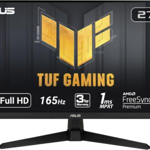 ASUS TUF Gaming 27 Inch Gaming Monitor – Full HD, 1080P, 165Hz (Supports 144Hz), 1ms, Extreme Low Motion Blur, FreeSync Premium, Shadow Boost, Eye Care, HDMI, DisplayPort, Tilt Adjustable – VG277Q1A