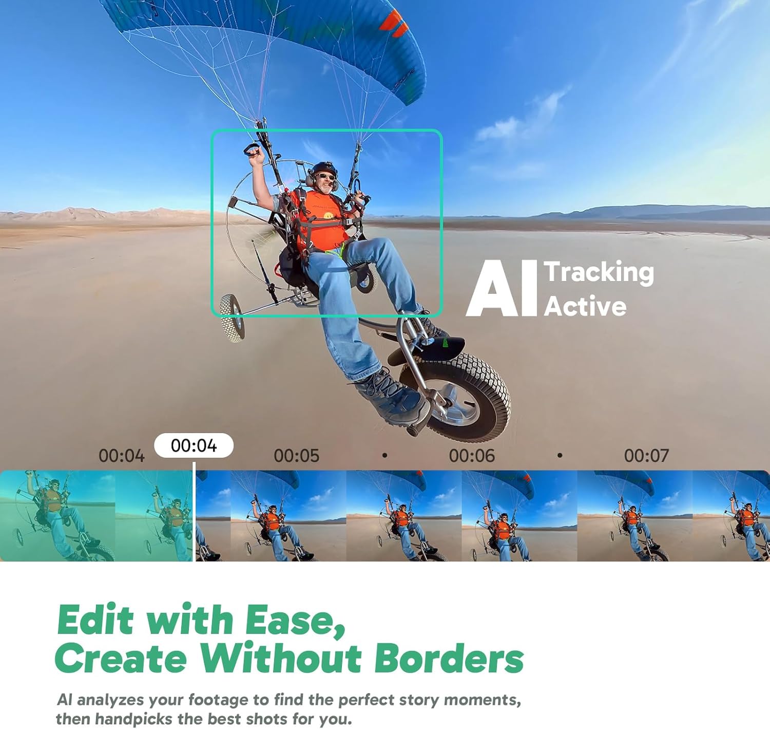 AKASO 360 Weatherproof 360° Action Camera - 5.7K 360 Video with 1/2" 48MP Sensors, 72MP 360 Photo, 360-SuperSmooth, 2.29" Touchscreen, Invisible Selfie Stick Effect, 360° Horizon Lock, AI Tracking - Image 7