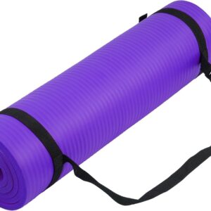 Fitvids Yoga Mat, 1/2-Inch Extra Thick High Density Exercise Mat, Anti-Tear Exercise Yoga Mat with Carrying Strap, Suitable for Various Yoga Exercises