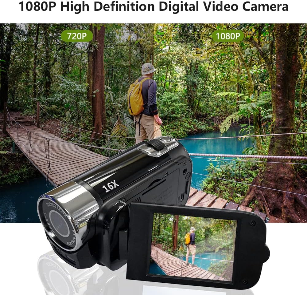 Andoer Portable 1080P High Definition Digital Video Camera DV Camcorder 16MP 2.7 Inch LCD Screen 16X Digital Zoom Built-in Battery - Image 2
