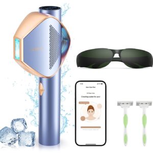 LUBEX Smart Permanent IPL Laser Hair Removal for Woman and Men, Painless Sapphire Ice-Cooling, Alternative to Salon, Bikini Shaver, Facial Epilator for Armpits Back Legs Arms Face Bikini Glow 6 A+