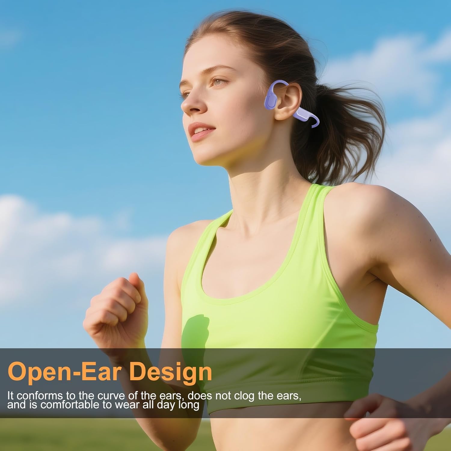 Bone Conduction Bluetooth Headphones, IP68 Waterproof Swimming Headphones with 32GB MP3 Player, Lightweight Open Ear Design for Swimming/Surfing/Marathon/Cycling(Purple) - Image 3