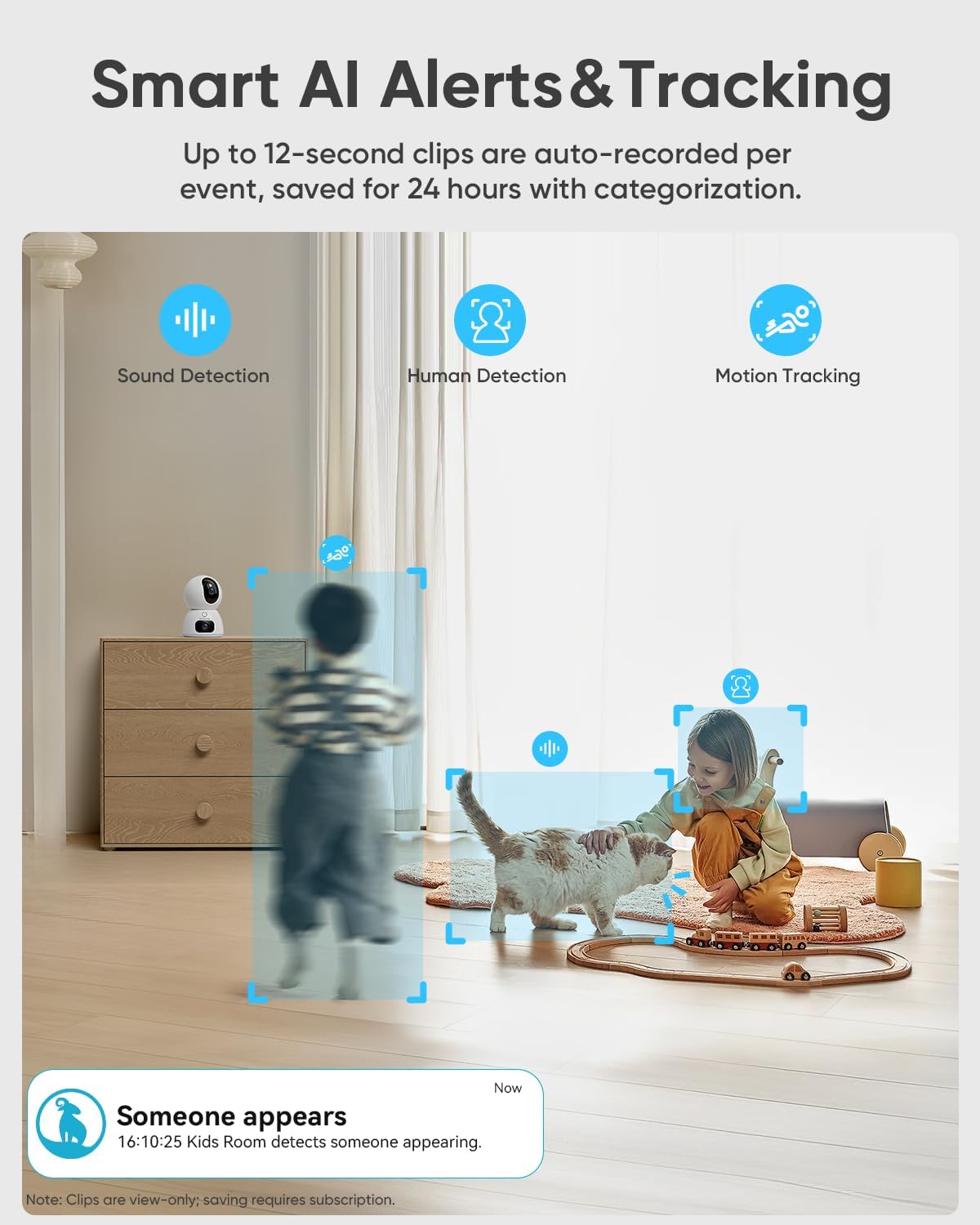 blurams 2K Dual-Lens Indoor Camera, 5G Pet Camera with Phone App, Split-Screen View, Free Human/Sound Detection, Motion Tracking, One-Touch Call, Night Vision, Dual-Band WiFi 6, Work with Alexa. 2Pack - Image 7