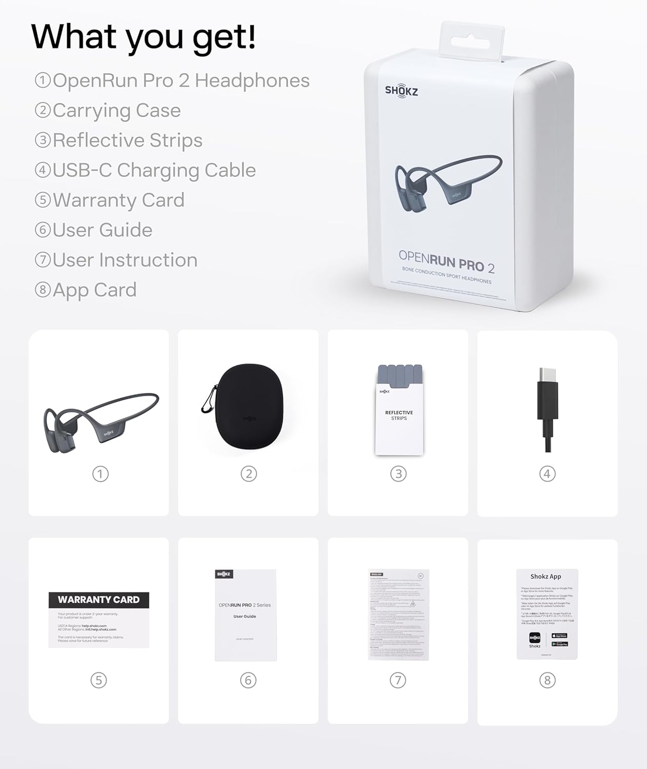 SHOKZ New OpenRun Pro 2- Bone Conduction Headphones, Open-Ear Bluetooth Wireless Sport Earphones for Running, Workouts - Sweat Resistant, Secure Comfortable Fit -Deep Bass, Smart Mic, Reflective Strip - Image 10