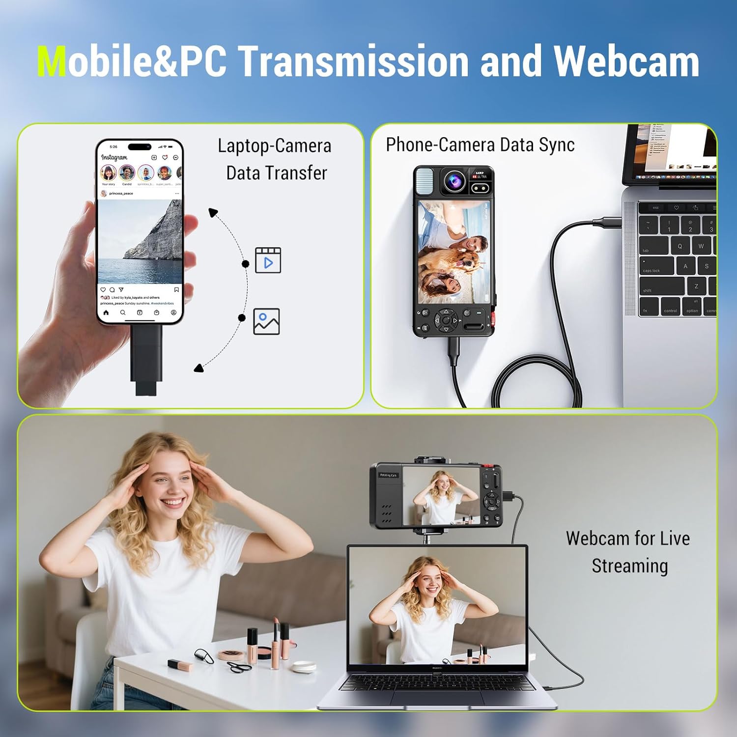 Digital Camera, 4K 64MP Cameras for Photography, 270°Flip Screen Vlogging Camera, Autofocus, Flash, 18X Zoom, 2 Batteries, 64GB Card, Point and Shoot Digital Cameras for Kids Teens, Black - Image 6