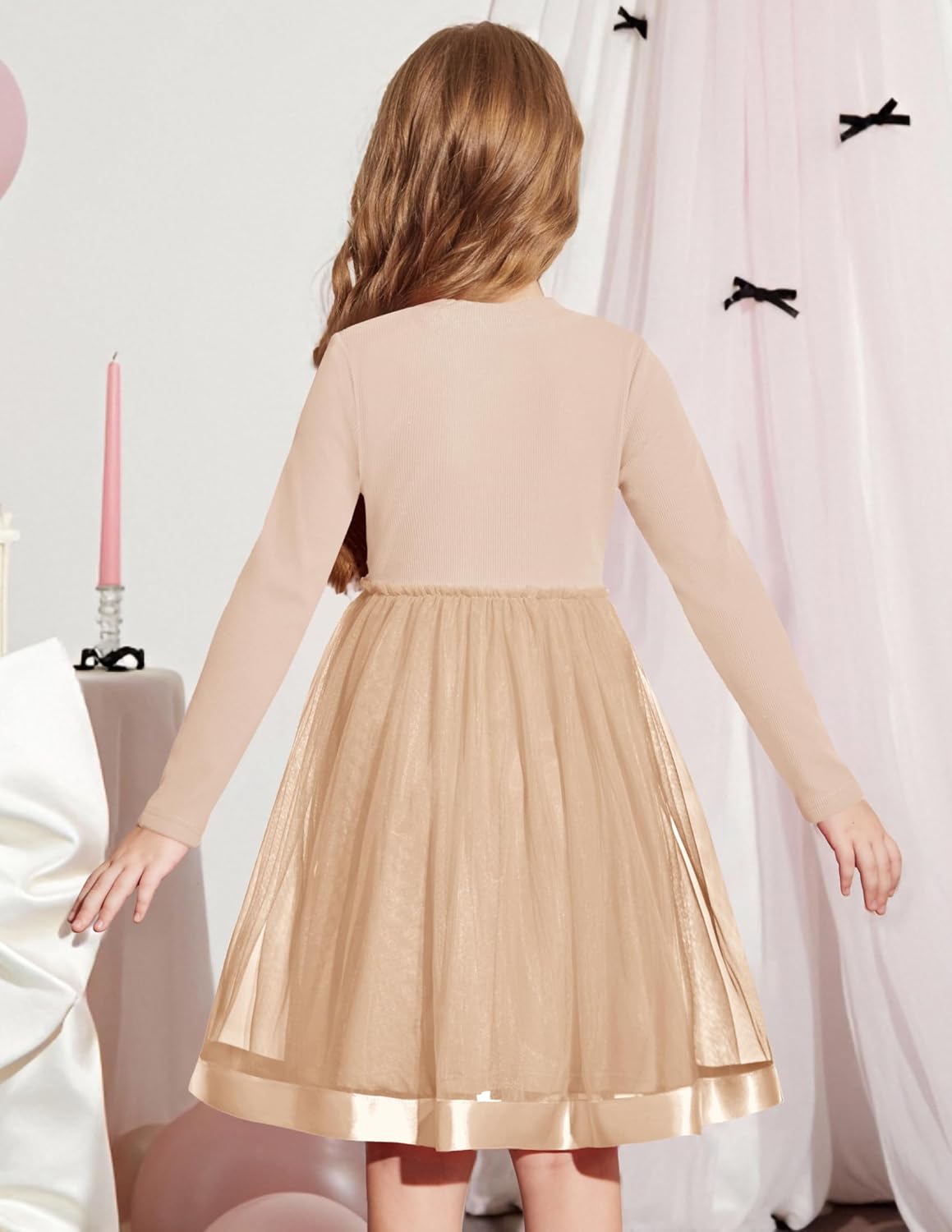 Arshiner Toddler Tutu Dress Little Girls Fall Winter Long Sleeve Holiday Party Tulle Dresses 3-8Y - Image 3