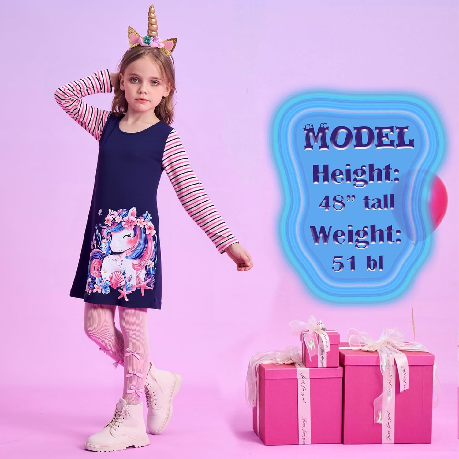 VIKITA Toddler Girls Dresses Winter Long Sleeve Girl Casual Clohtes for Kids 2-12 Years Xmas Gift - Image 2