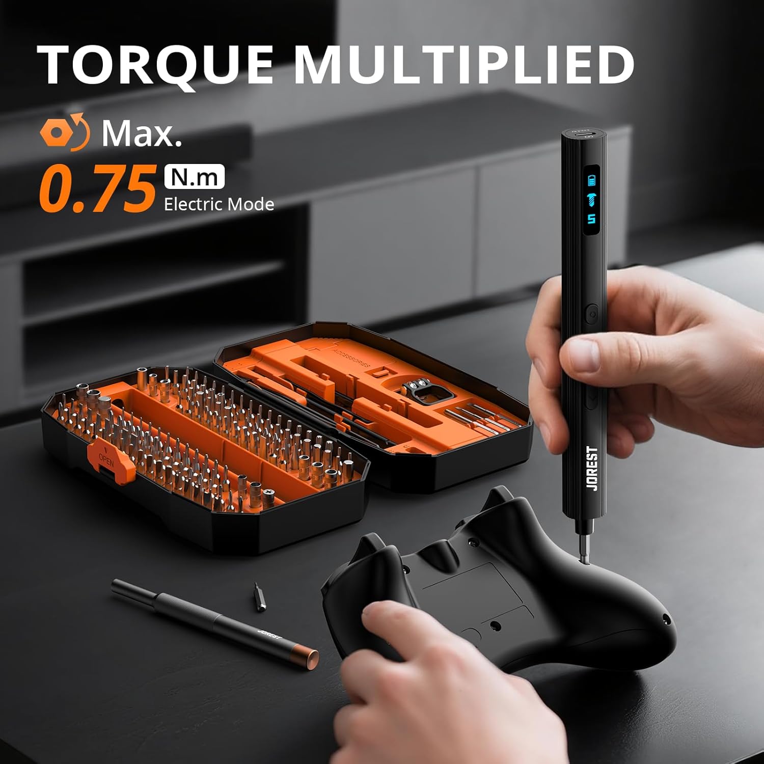 JOREST 155 in 1 Mini Electric Screwdriver Cordless, Precision Power Screwdriver Set, 5 Torque Levels (Max 0.75N.m), Gifts for Men, Magnetic Repair Tool Kit for iPhone, PC, Laptop, PS4 PS5, Xbox, Watch - Image 2