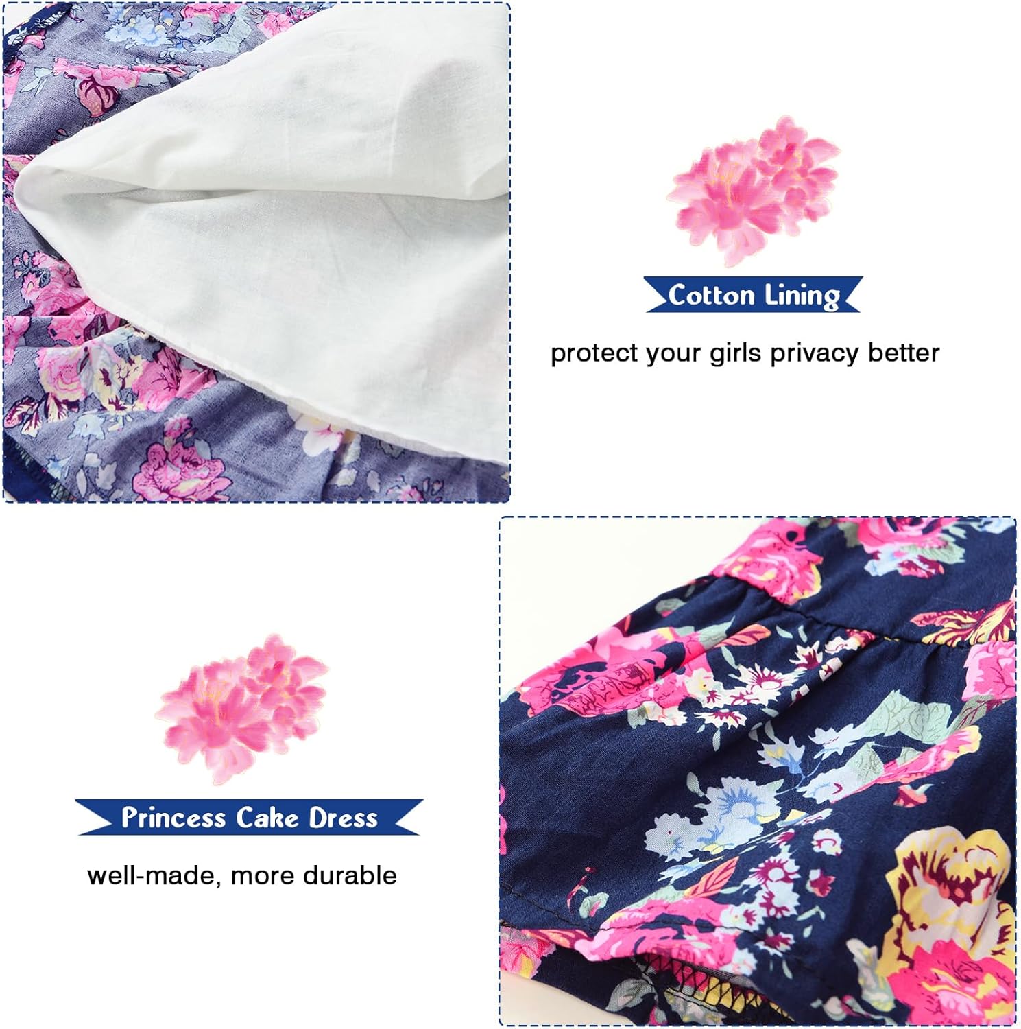 YJ.GWL Western Dress Girls, Denim Tops Flower Girl Dress, Princess Dresses for Girls, Party Dresses for Girls 3-14 Years - Image 6